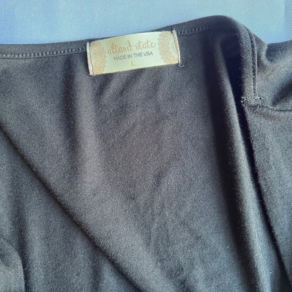 Altar'd States Black Cinched Cropped Ribbed V Neck Long Sleeve NWT Size Large - Picture 5 of 9